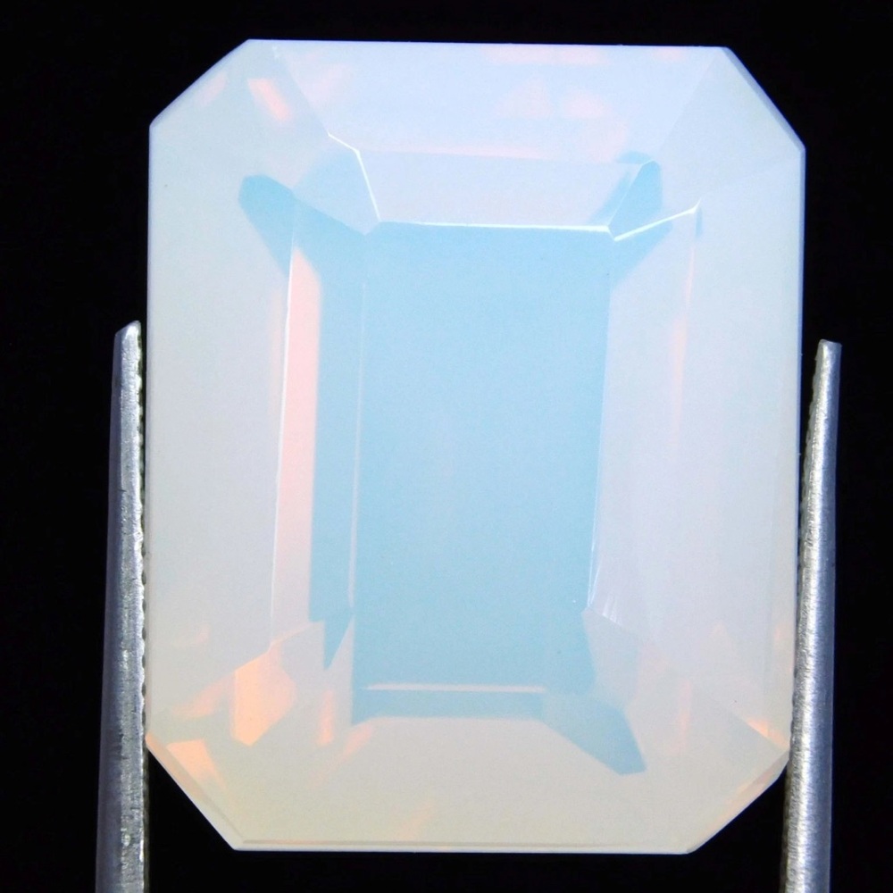 Iridescent Certified Natural 46.35 ct. Emerald Cut Opal